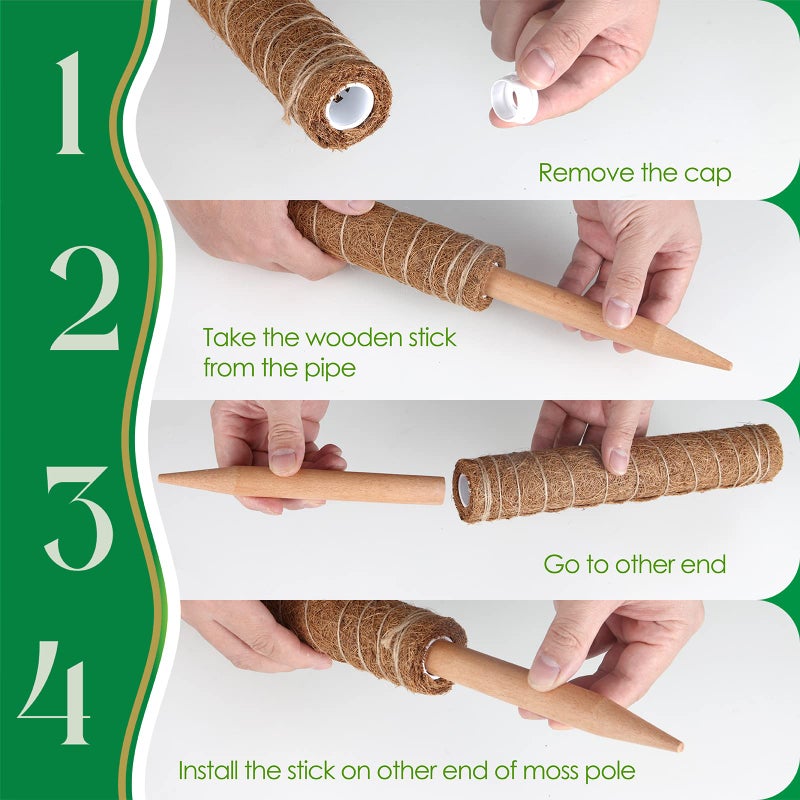 Pisol Moss Pole for Plants Monstera  Extendable Plant Sticks Support  Plant Stakes for Indoor Potted Plant  15.7'' Coco Coir Pole Plant Trellis for Sphagnum  Pothos and Other Climbing Plants(2 PCS) - Image 3